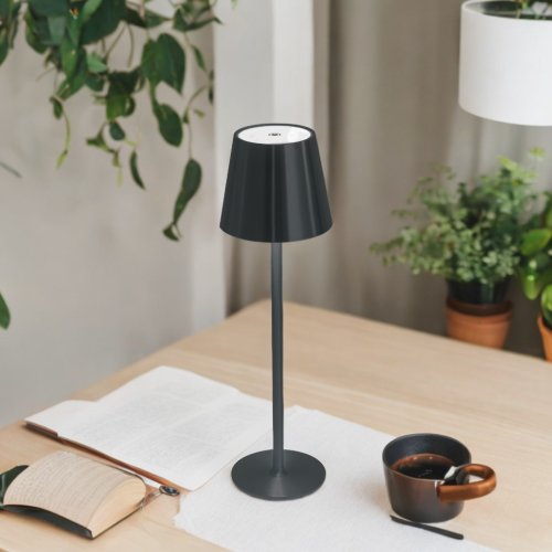 Candeeiro LED Emei Preto – Recarregável, Portátil e Elegante