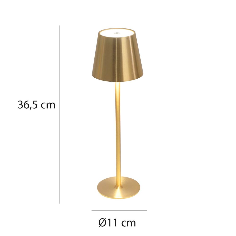 Candeeiro LED Emei dourado – Recarregável, Portátil e Elegante