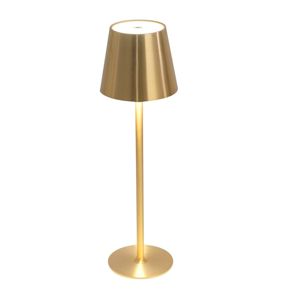 Candeeiro LED Emei dourado – Recarregável, Portátil e Elegante