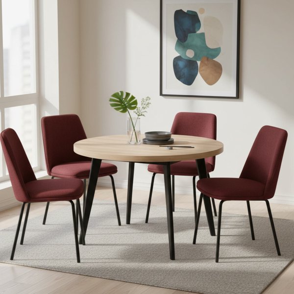 Mesa de jantar redonda extensível Luna madeira | Ukukhome