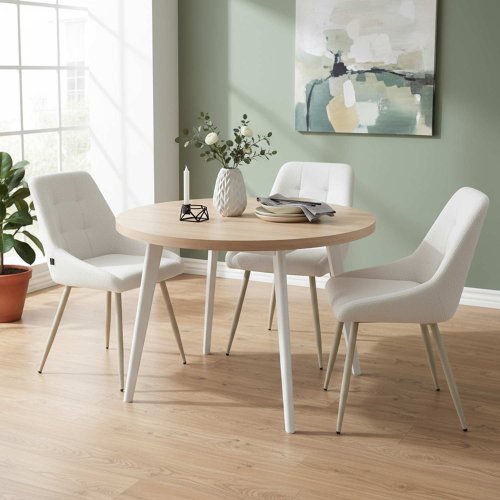 Mesa de jantar redonda extensível Luna madeira | Ukukhome