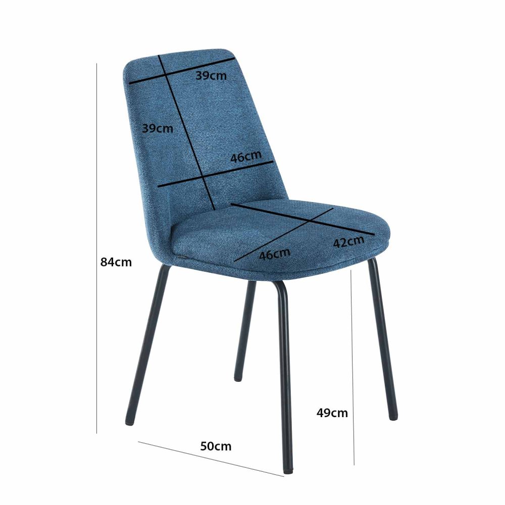 Cadeira Miren Azul Pé Preto - Cadeira estofada de design moderno – UKUKHOME.COM