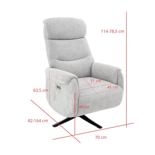 Poltrona Tous Relax Elétrico Cinza Claro - Poltrona reclinável elétrica de design – UKUKHOME.COM