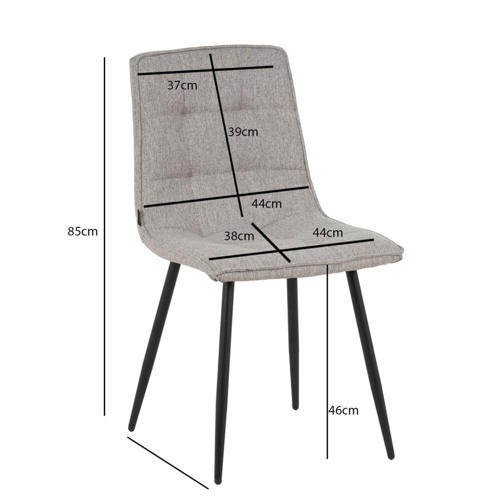 Cadeira Louise Cinza Escuro Pé Preto - Cadeira estofada de design moderno – UKUKHOME.COM