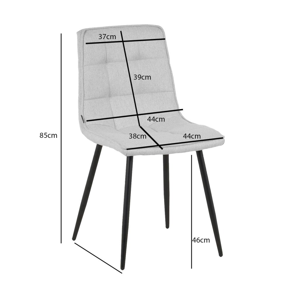 Cadeira Louise Cinza Pé Preto - Cadeira estofada de design moderno – UKUKHOME.COM
