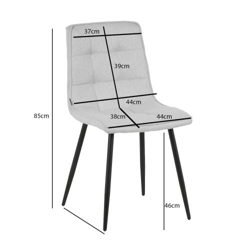 Cadeira Louise Cinza Pé Preto - Cadeira estofada de design moderno – UKUKHOME.COM