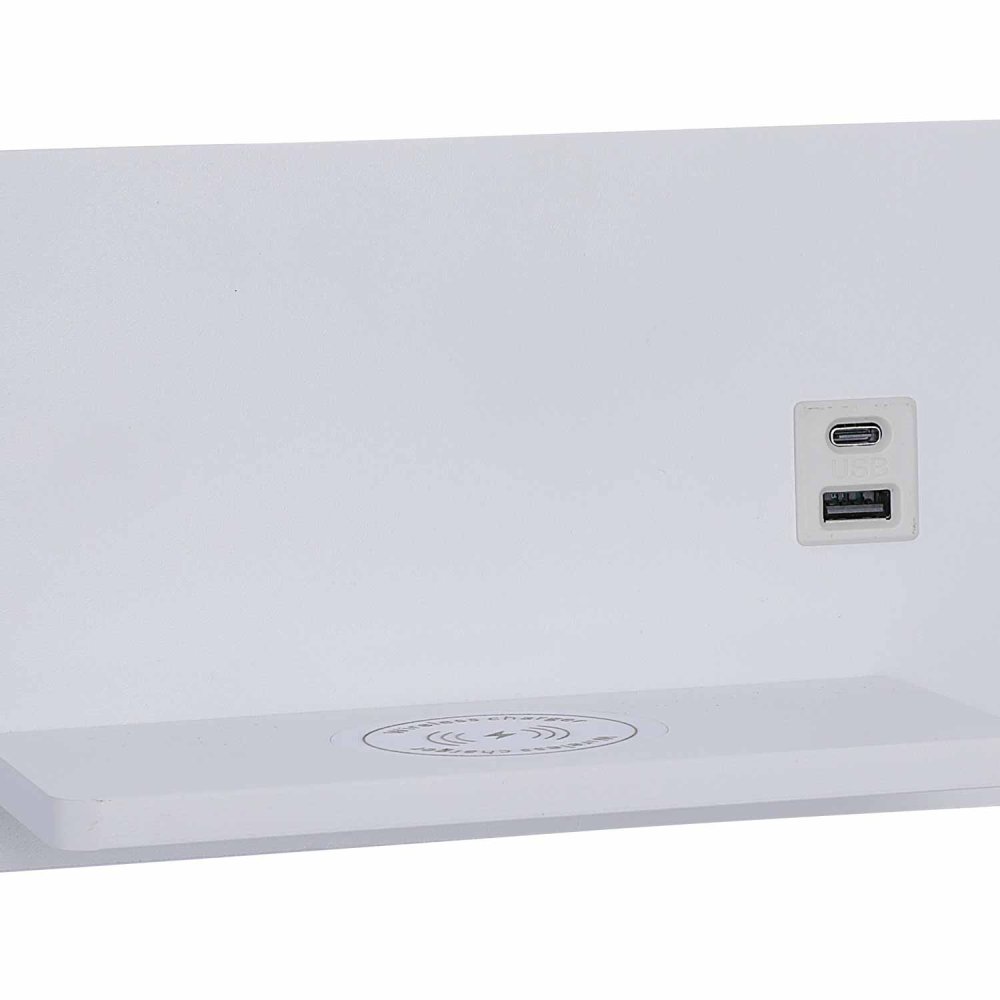 Aplique LED Blanco con Carga Inalámbrica y Usb 30Cm Somni - Aplique LED - UKUKHOME.com