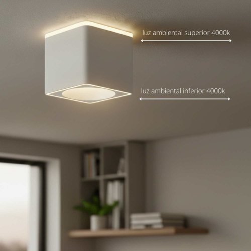 Foco Led de Superficie Cuadrado Ø12Cm color Blanco Rouk - Foco LED de superfície - UKUKHOME.com