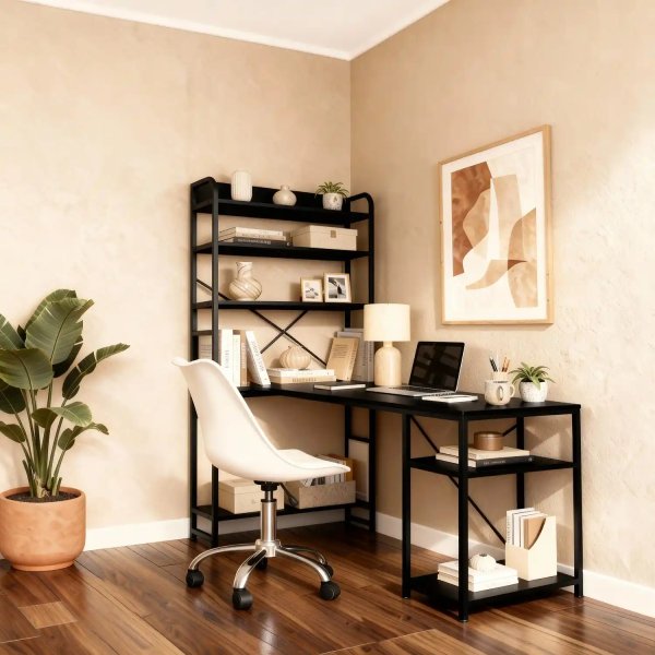 MESA DE ESCRITÓRIO COM ESTANTE SEAFORD 2