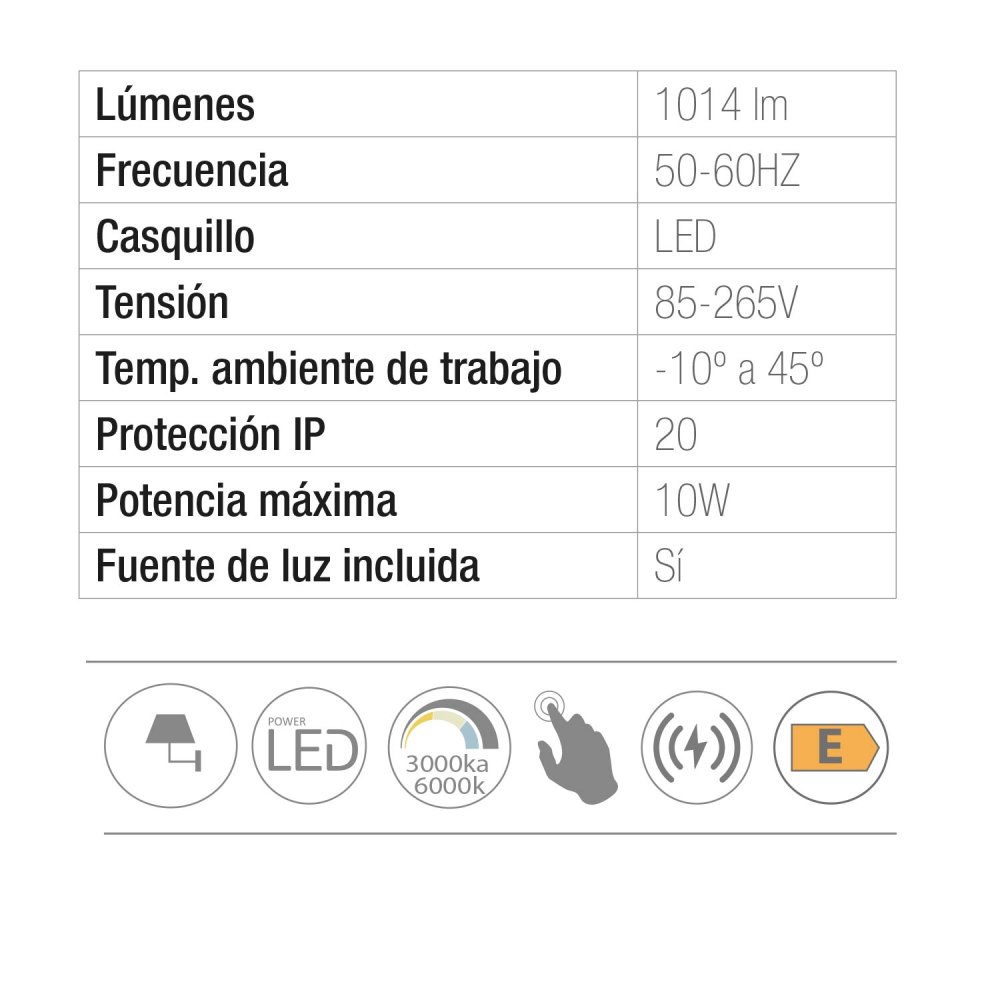 Aplique LED Táctil Blanco con Carga Inalámbrica 22Cm Eron - Aplique LED - UKUKHOME.com