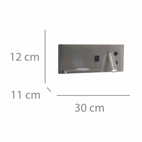 Aplique LED Níquel con Carga Inalámbrica y Usb 30Cm Somni - Aplique LED - UKUKHOME.com