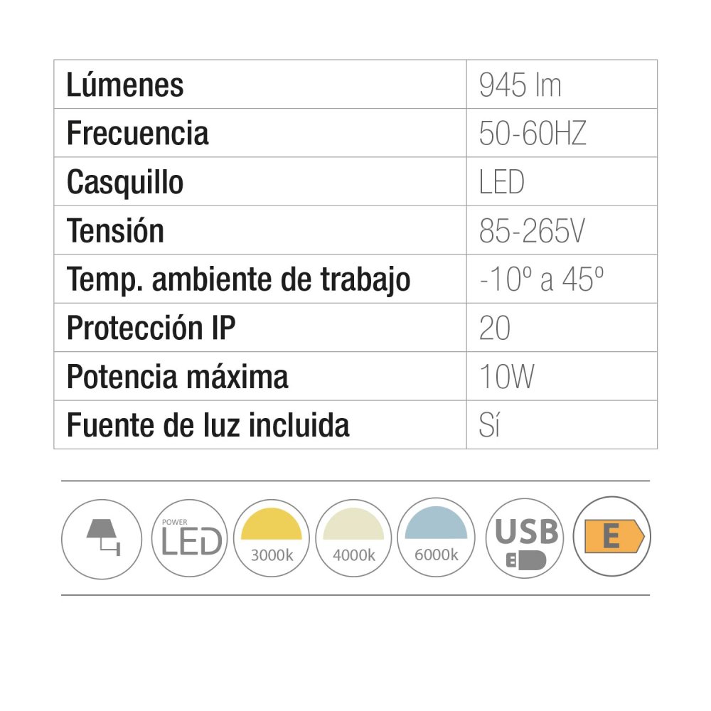 Aplique LED Níquel con Usb Tanik - Aplique LED - UKUKHOME.com