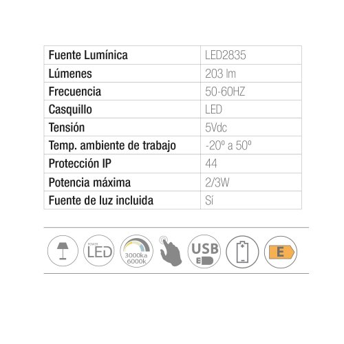 Candeeiro Mesa OYU Preto Recarregável LED - UKUKHOME.com