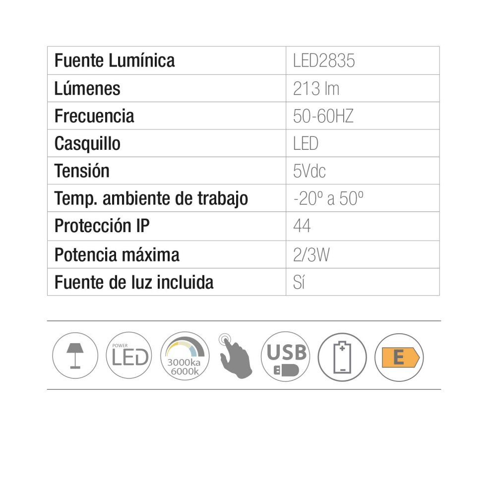 Candeeiro Mesa LED DEVI Cromado Portátil, Recarregável, Tátil UKUKHOME