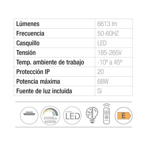 Plafon LED Regulable 68W Ø59Cm color Blanco y Dorado Lorens - Iluminação de teto LED - UKUKHOME.com