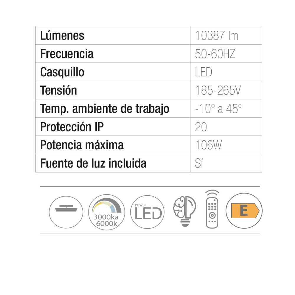 Plafon LED Regulable 106W Ø78Cm color Blanco y Negro Lorens - Iluminação de teto LED - UKUKHOME.com
