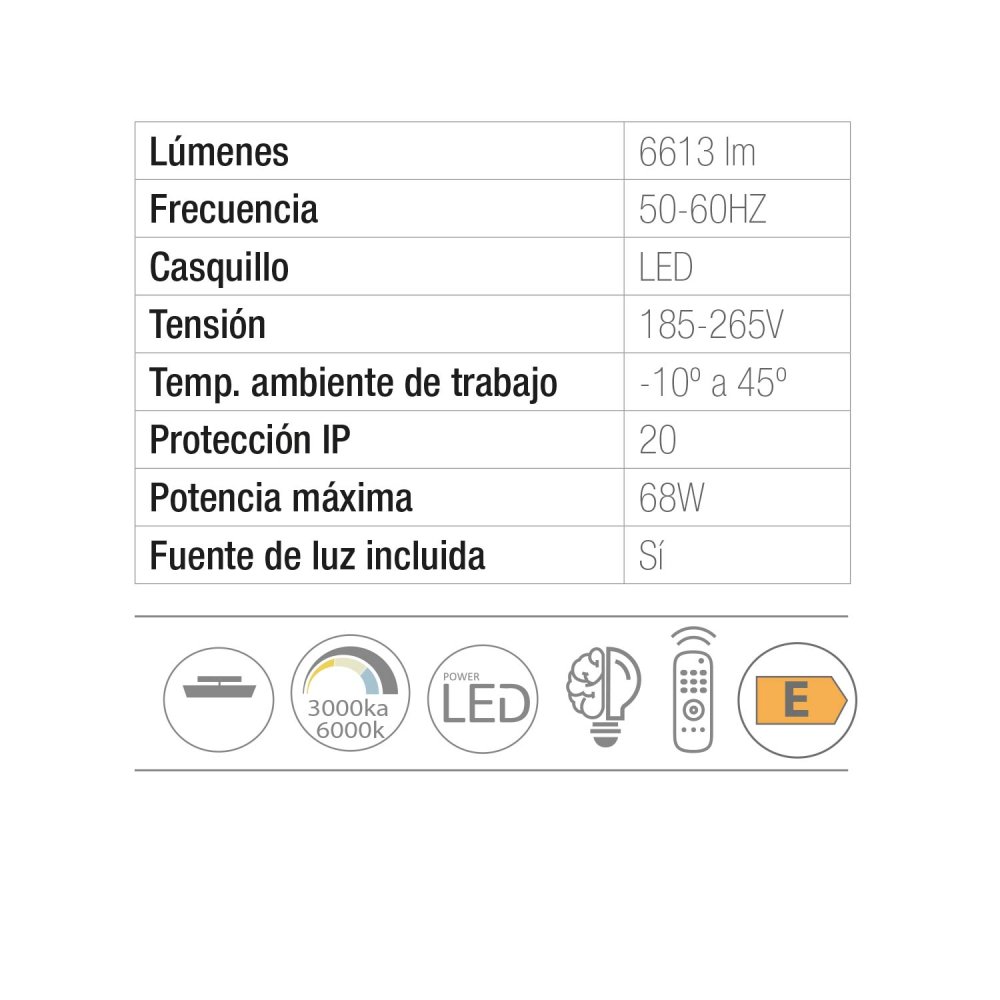 Plafon LED Redondo 68W Regulable Ø60Cm Blanco y Fumé Sinai - Iluminação de teto LED - UKUKHOME.com