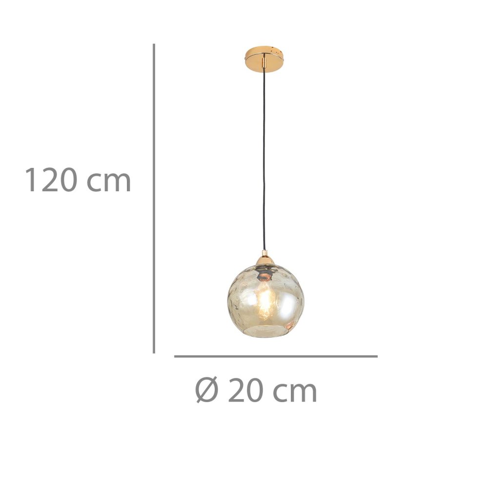 Candeeiro Suspenso 1 Luz Lyria Ámbar - Candeeiro suspenso - UKUKHOME.com