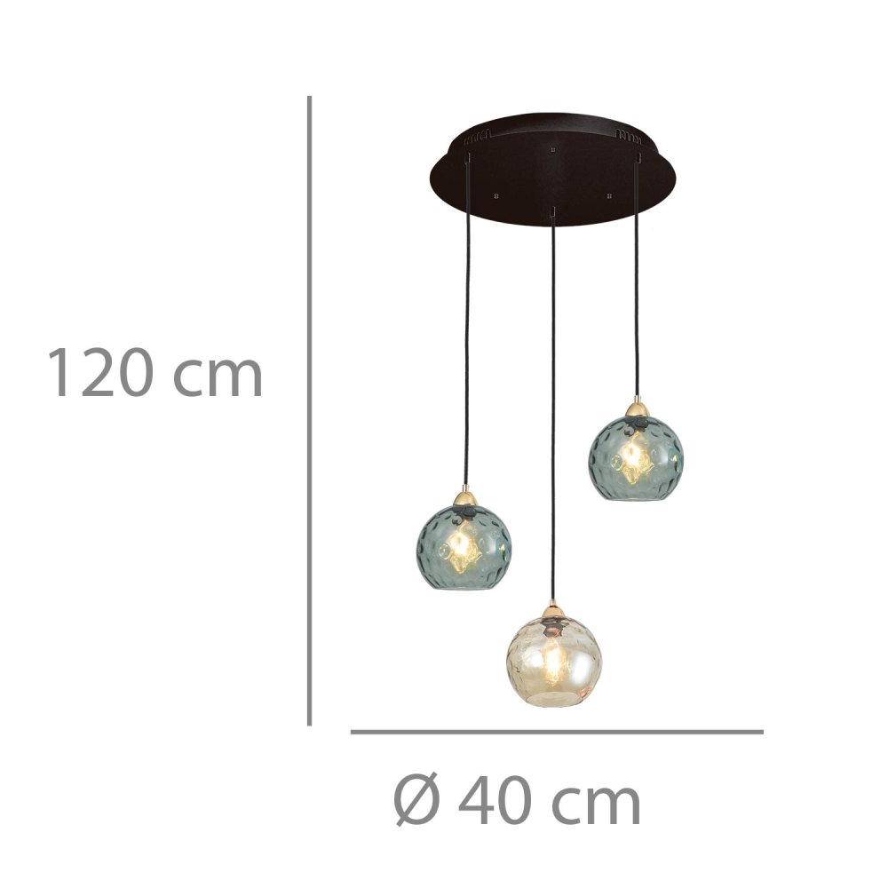 Candeeiro Suspenso 3 Luces Lyria Ámbar y Fumé - Candeeiro suspenso - UKUKHOME.com