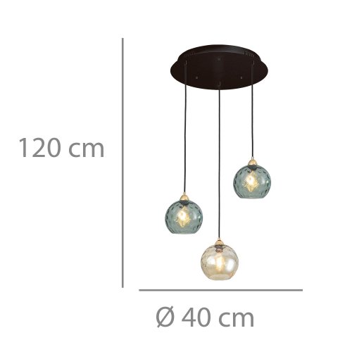 Candeeiro Suspenso 3 Luces Lyria Ámbar y Fumé - Candeeiro suspenso - UKUKHOME.com
