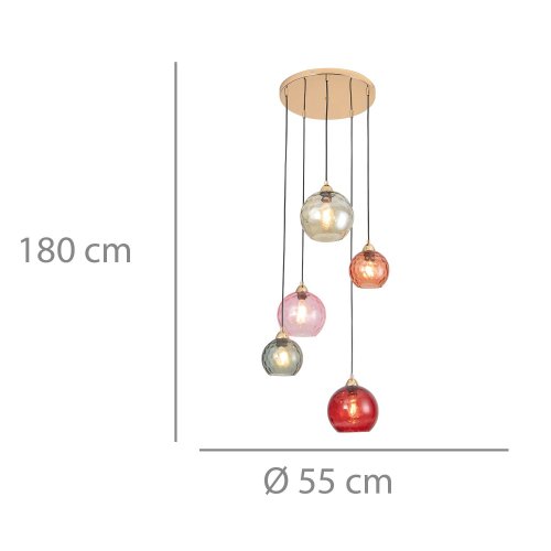 PLAFON 5 LUZES LYRIA MULTICOR | Ukukhome