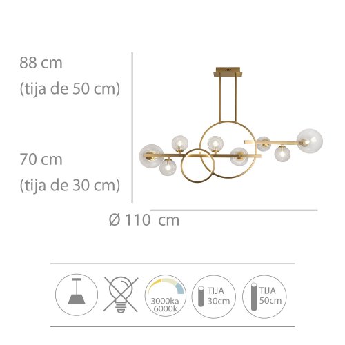Candeeiro Suspenso 8 Luces Stella color Dorado - Candeeiro suspenso - UKUKHOME.com