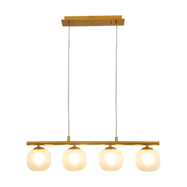 PLAFON 4 LUZES OKO BRANCA OPAL E DOURADA | Ukukhome 2