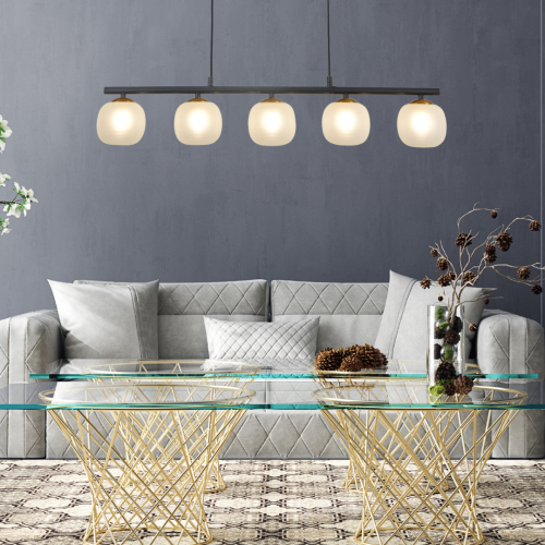 PLAFON 5 LUZES OKO BRANCA OPAL E PRETA | Ukukhome