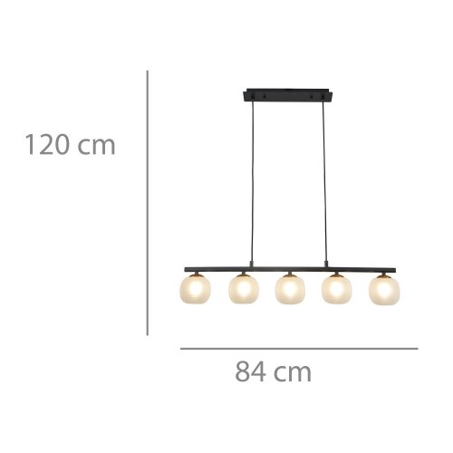 PLAFON 5 LUZES OKO BRANCA OPAL E PRETA | Ukukhome