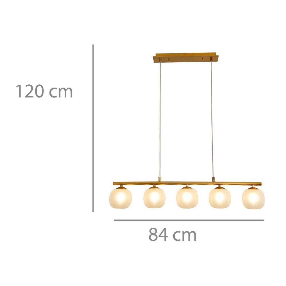 PLAFON 5 LUZES OKO BRANCA OPAL E DOURADA | Ukukhome