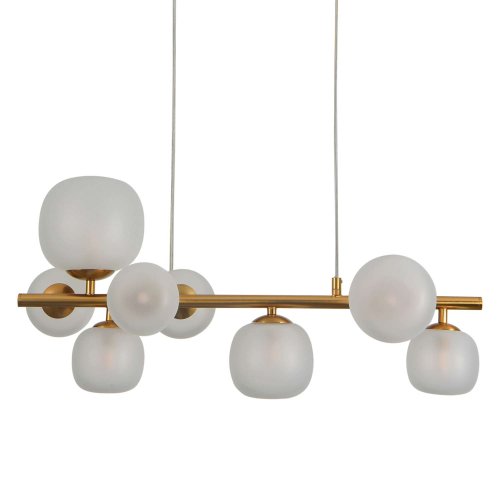 CANDEEIRO SUSPENSO 8 LUZES OKO BRANCA OPAL E DOURADA | Ukukhome