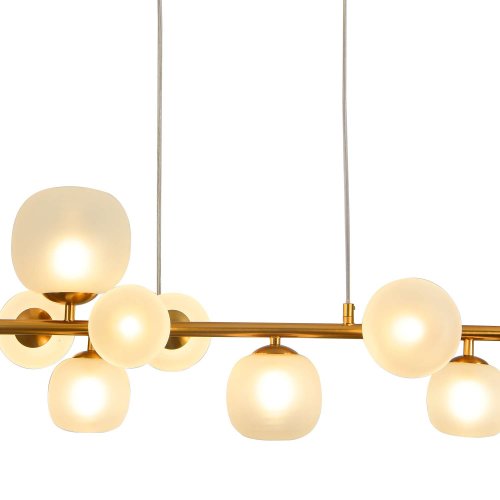 CANDEEIRO SUSPENSO 8 LUZES OKO BRANCA OPAL E DOURADA | Ukukhome
