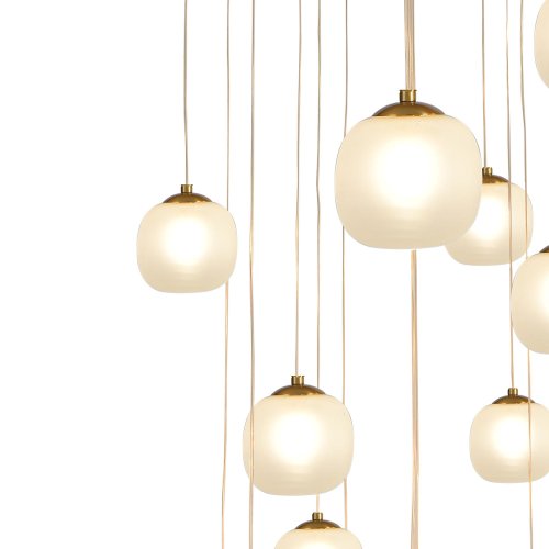 PLAFON 16 LUZES OKO BRANCA OPAL E DOURADA | Ukukhome