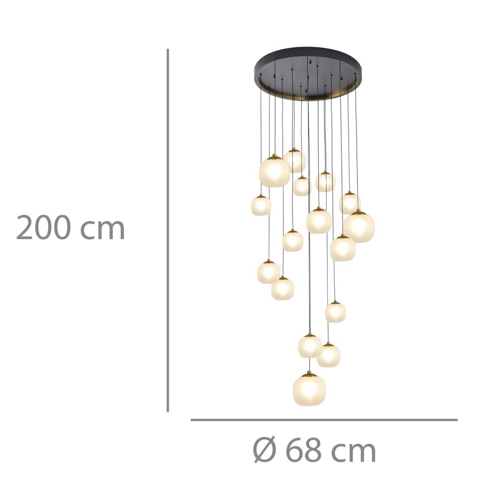 PLAFON 16 LUZES OKO BRANCA OPAL E PRETA | Ukukhome