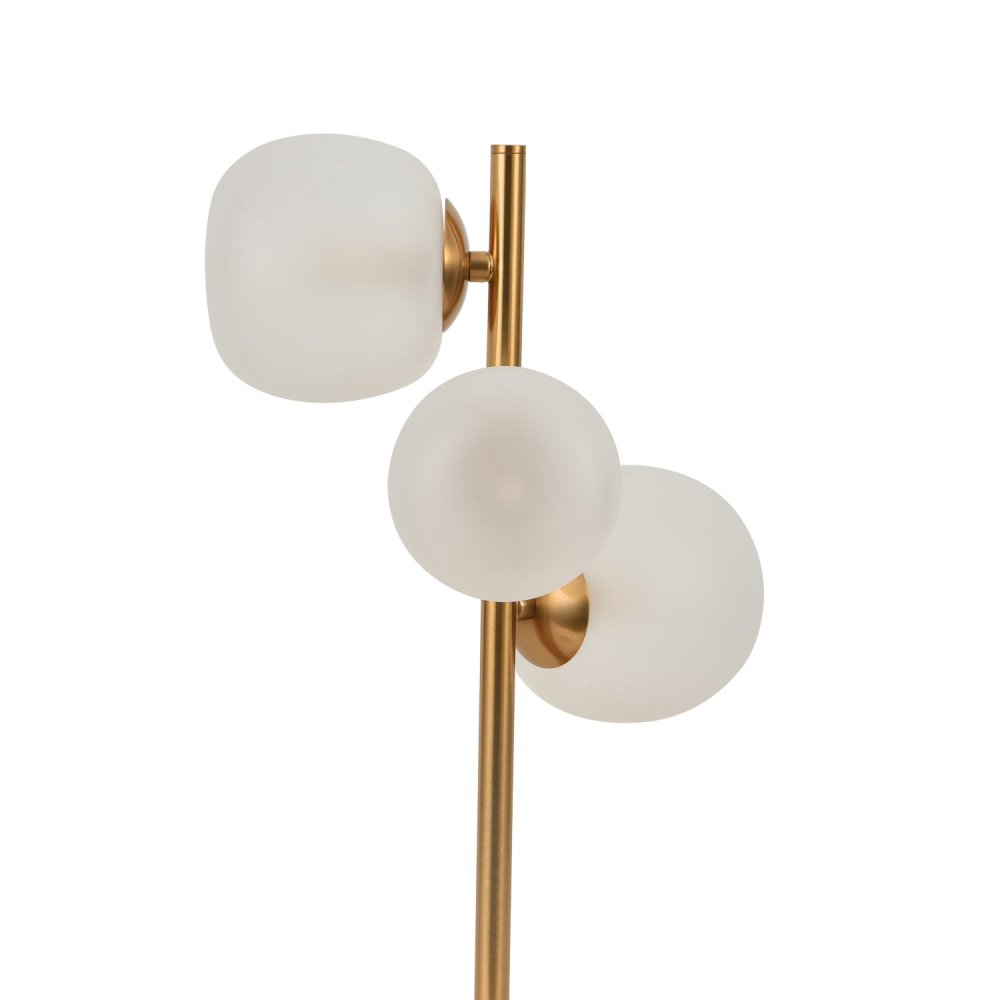 CANDEEIRO DE MESA 3 LUZES OKO BRANCA OPAL E DOURADA | Ukukhome