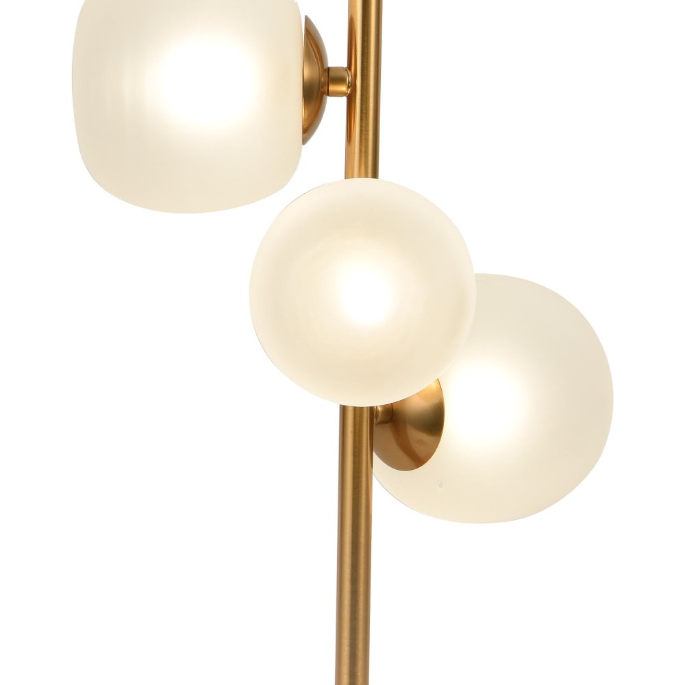 CANDEEIRO DE MESA 3 LUZES OKO BRANCA OPAL E DOURADA | Ukukhome