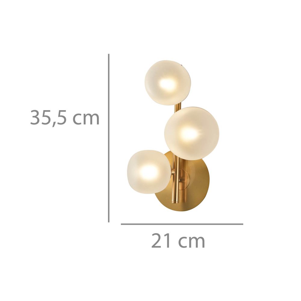 APLIQUE DE PAREDE 3 LUZES OKO BRANCO OPAL E DOURADO | Ukukhome