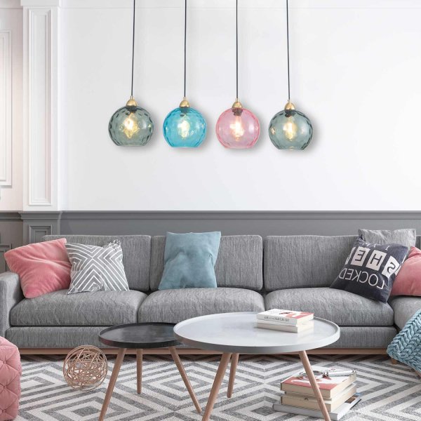 PLAFON 4 LUZES LYRIA AZUL, FUMÊ E ROSA | Ukukhome