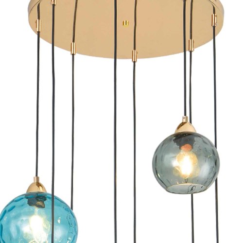 CANDEEIRO SUSPENSO 8 LUZES LYRIA AZUL, FUMÊ E ROSA | Ukukhome