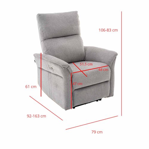 Poltrona Suri Relax Elétrico Cinza - Poltrona reclinável elétrica de design – UKUKHOME.COM