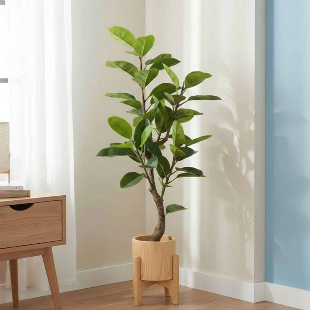 Ficus Lyrata artificial 140 cm, grandes folhas verdes hiperrealistas, ideal salas com pouca luz, vaso preto incluído