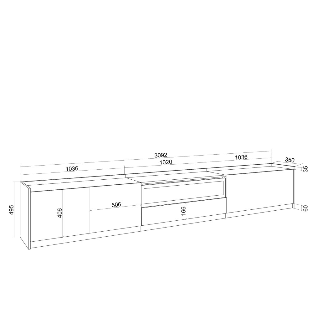 Móvel TV 310cm Lareira LED TV 80" | Ukukhome
