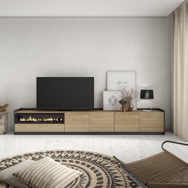 Móvel TV 310cm Lareira LED TV 80" | Ukukhome 2