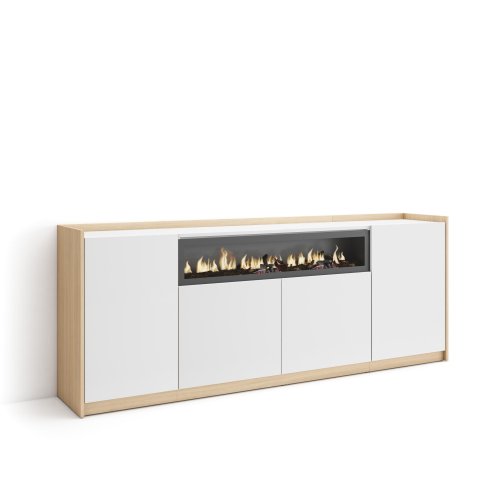 Aparador 207cm Lareira LED 4 Portas | Ukukhome