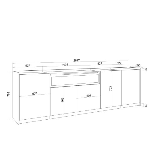 Aparador 260cm Lareira LED 5 Portas | Ukukhome