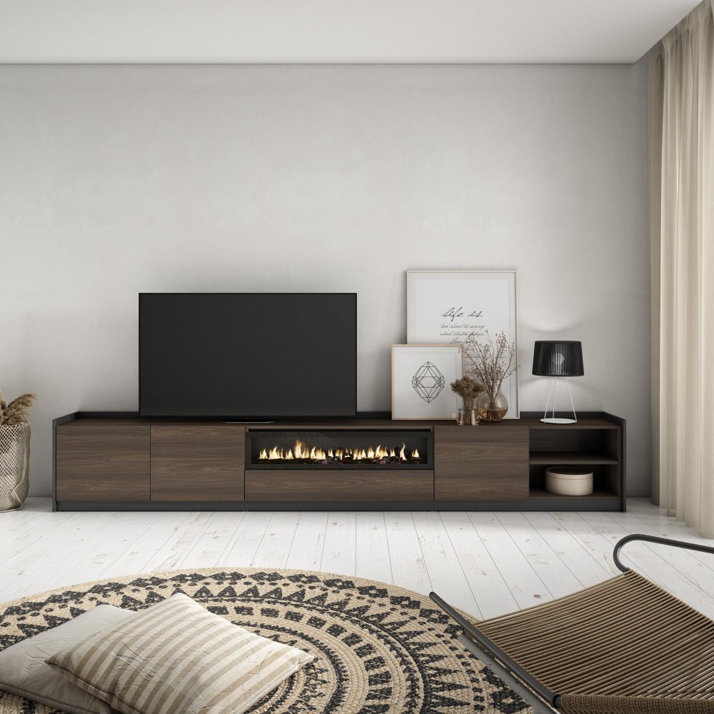 Móvel TV 310cm Lareira LED TV 80" | Ukukhome
