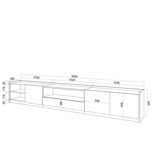 Móvel TV 310cm Arrumação TV 80" | Ukukhome