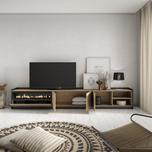 Móvel TV 310cm Lareira LED TV 80" | Ukukhome