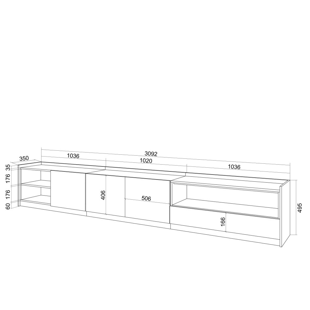 Móvel TV 310cm Arrumação TV 80" | Ukukhome
