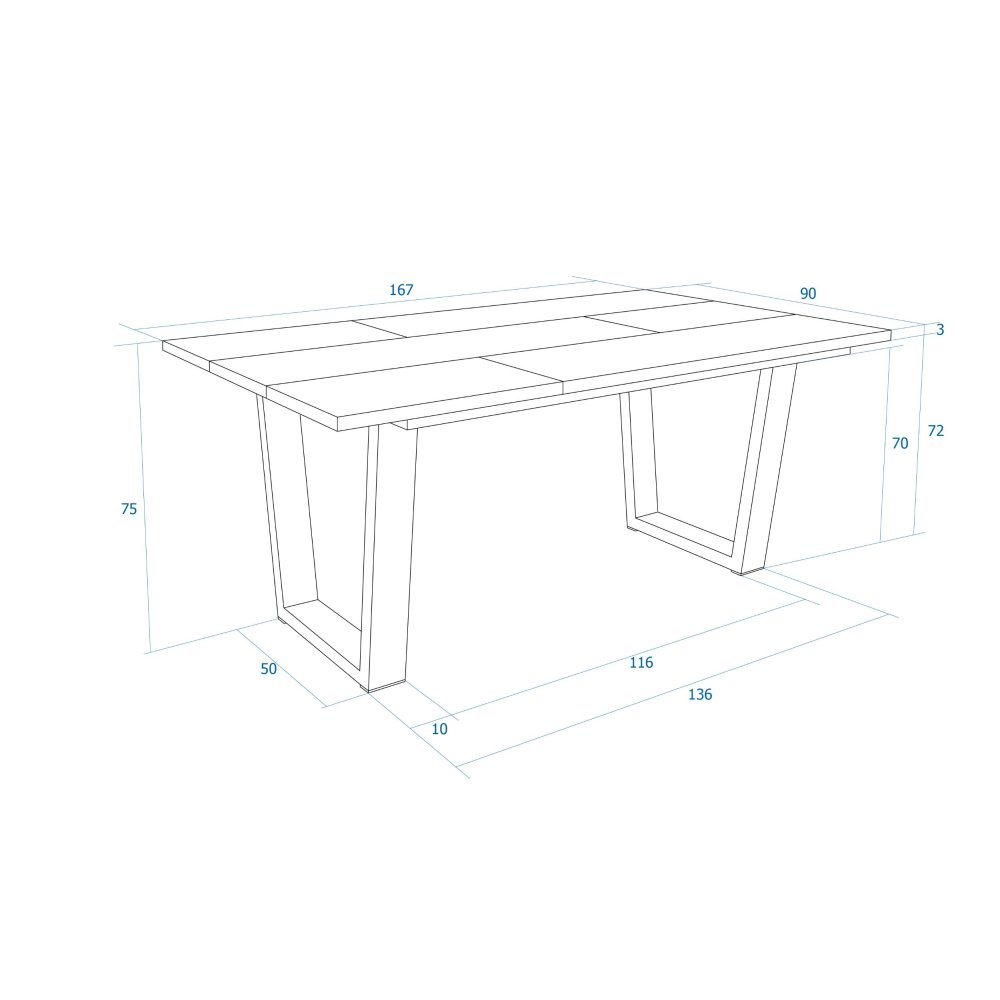 Mesa Jantar 167cm 8 Pessoas Industrial | Ukukhome